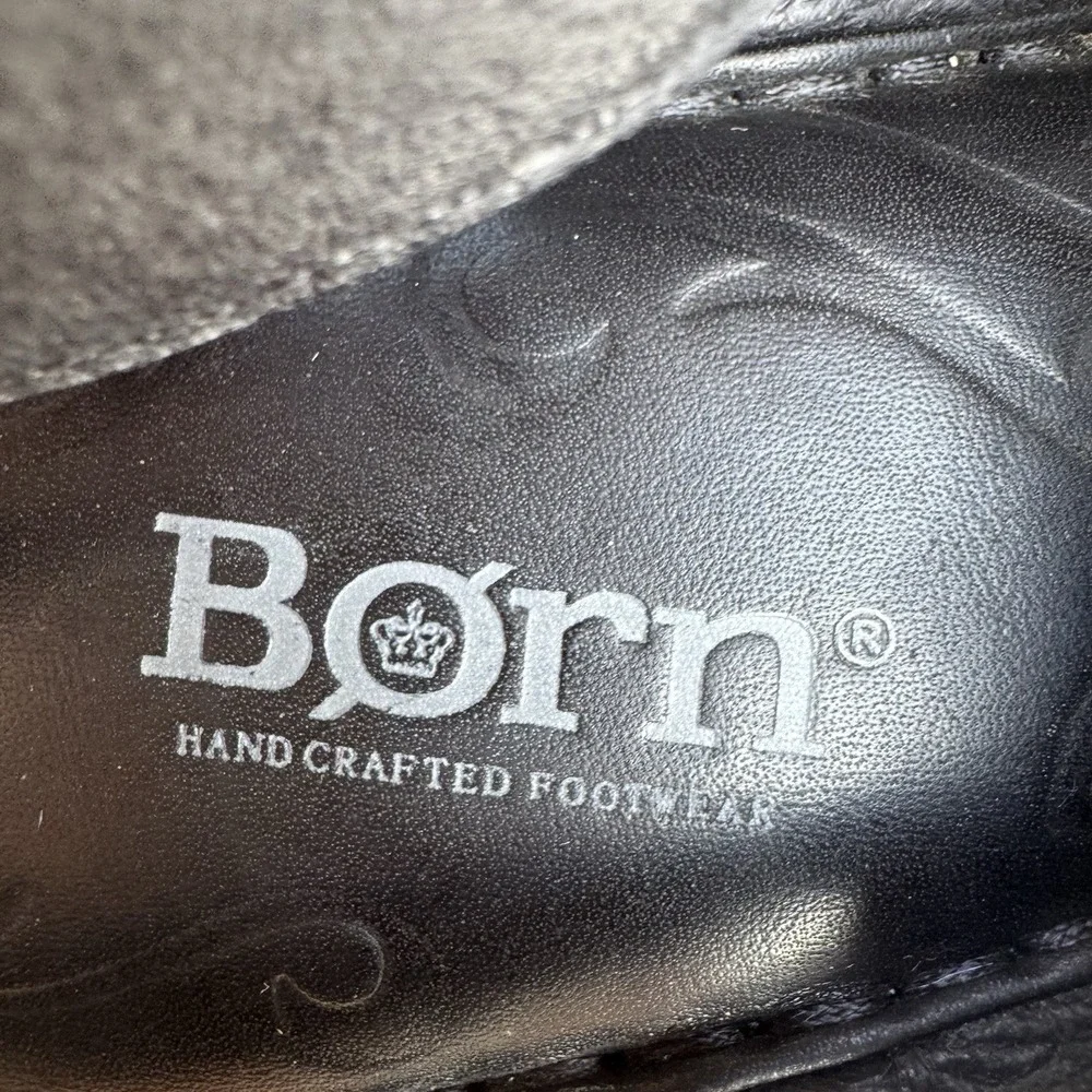 BORN Emmy Platform 4" Wedge‎ Cross Strap Women's Sz 11 M Black Leather Sandals - Picture 10 of 12